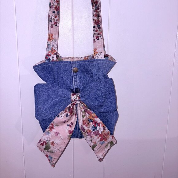 Shoulder Bag, Bow, Denim, Vintage, Purse, Handbag, Pocketbook - Picture 2 of 5